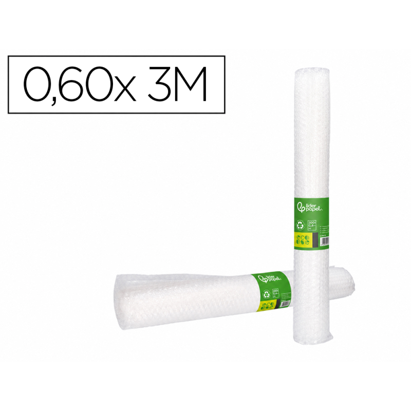 Plastico burbuja liderpapel ecouse 0.60x3m 30% de plastico reciclado