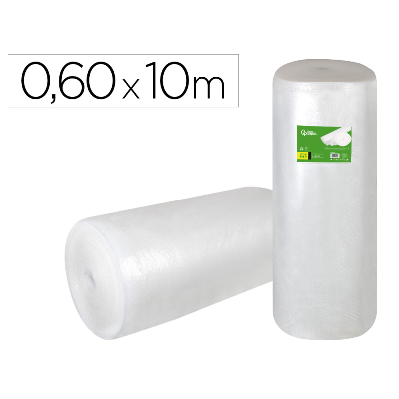 Plastico burbuja liderpapel ecouse 0.60x10m 30% de plastico reciclado