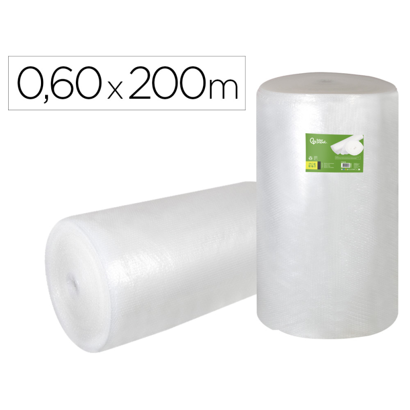 Plastico burbuja liderpapel ecouse 0.60x200m 30% de plastico reciclado