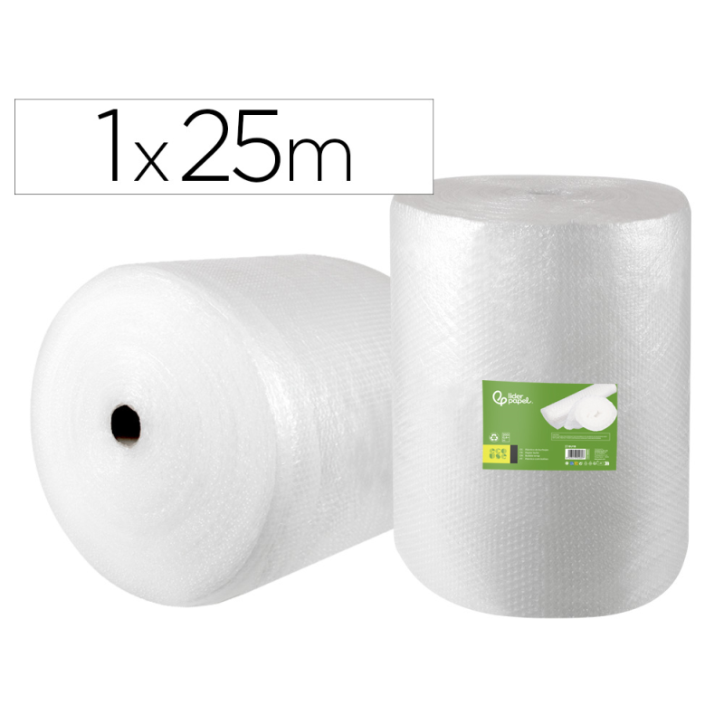 Plastico burbuja liderpapel ecouse 1x25m 30% de plastico reciclado