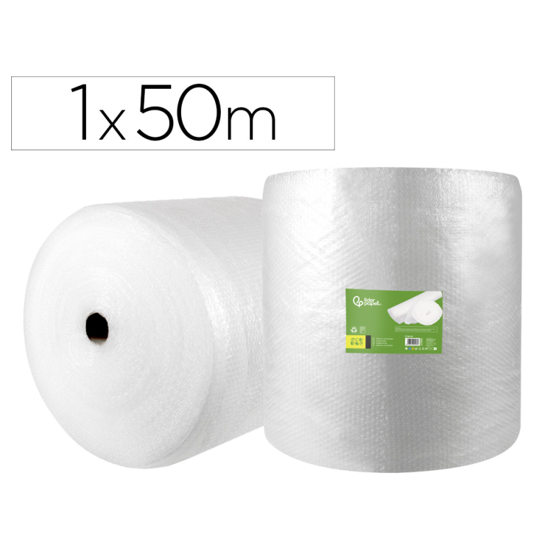 Plastico burbuja liderpapel ecouse 1x50m 30% de plastico reciclado