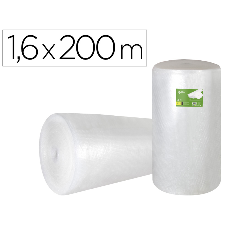 Plastico burbuja liderpapel ecouse 1.60x200m 30% de plastico reciclado