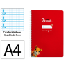Cuaderno espiral liderpapel a4 pautaguia tapa dura 80h 90gr cuadro pautado 4mm color rojo