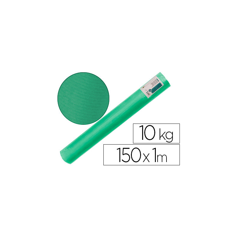 Papel kraft verjurado liderpapel verde musgo ancho 1 mt longitud 150 mt gramaje 65 gr peso 10 kg
