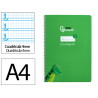 Cuaderno espiral liderpapel a4 pautaguia tapa dura 80h 90gr cuadro pautado 4mm color verde
