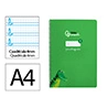Cuaderno espiral liderpapel a4 pautaguia tapa dura 80h 90gr cuadro pautado 4mm color verde