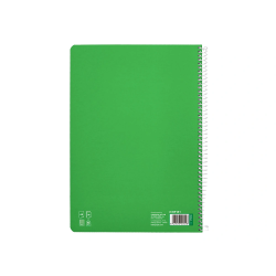 Cuaderno espiral liderpapel a4 pautaguia tapa dura 80h 90gr cuadro pautado 4mm color verde