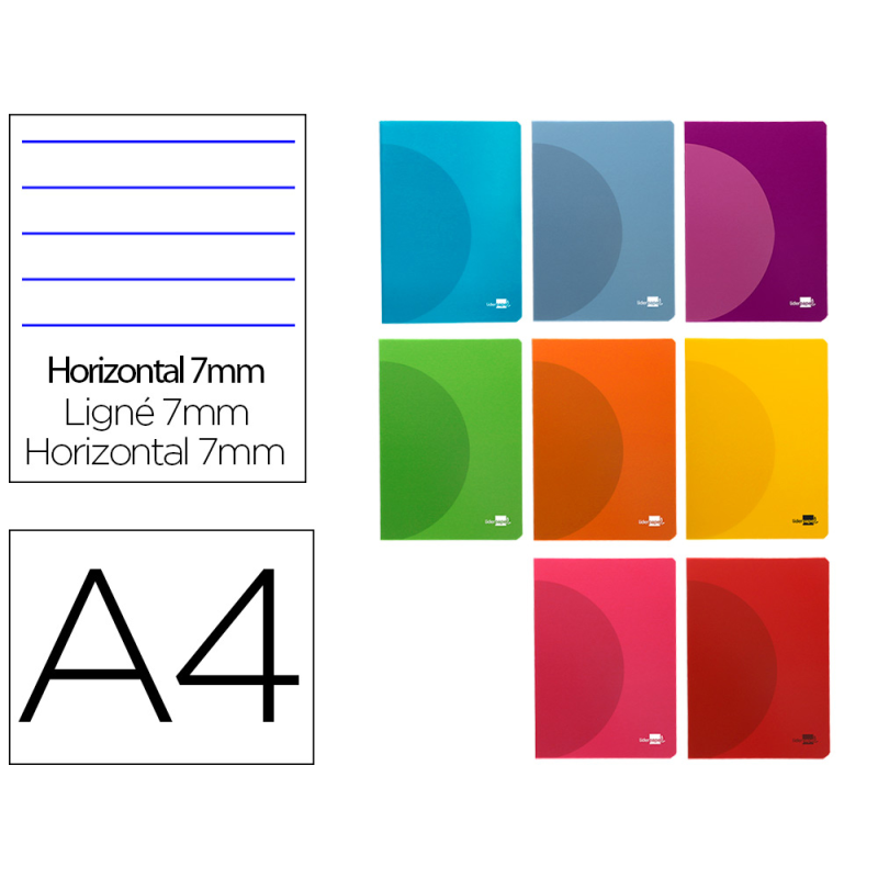 Libreta liderpapel 360 tapa de plastico a4 48 hojas 90gr horizontal con doble margen colores surtidos