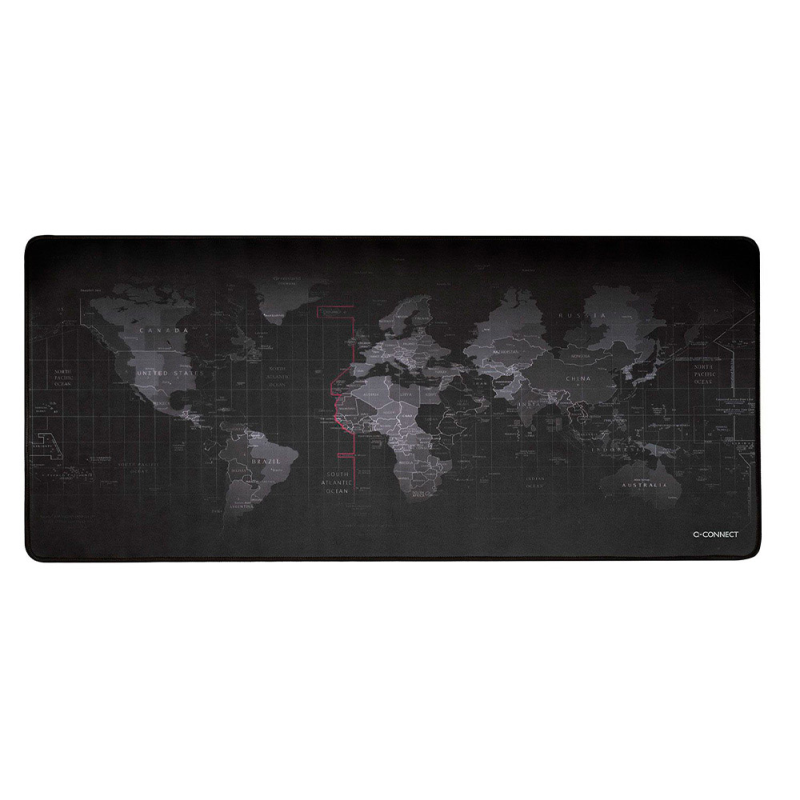 Alfombrilla para raton q-connect xxl negra con diseño mapa del mundo 900x400 mm