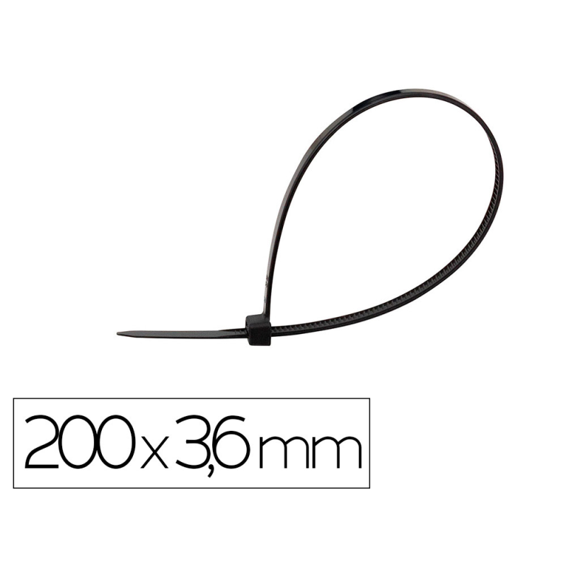 Brida q-connect color negro 200x3,6 mm bolsa de 100 unidades