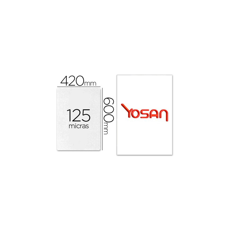 Bolsa de plastificar yosan brillo 420 x 600 mm 125 mc din a2 caja de 50 unidades