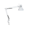 Lampara de escritorio maul metal 57w doble brazo cabezal orientable pinza blanca