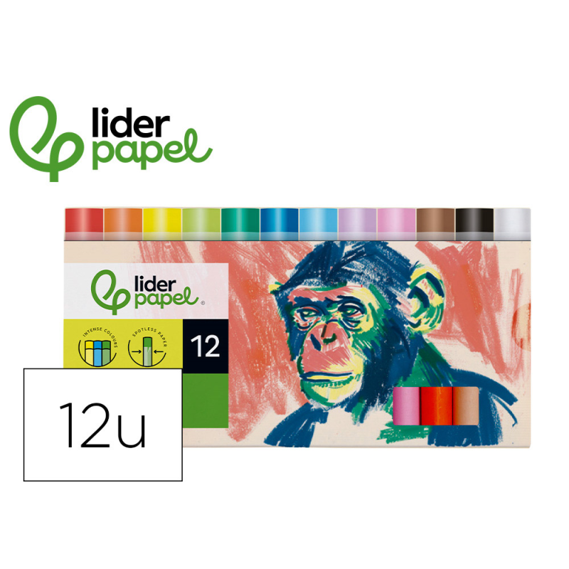 Lapices cera blanda liderpapel redonda caja de 12 unidades colores surtidos