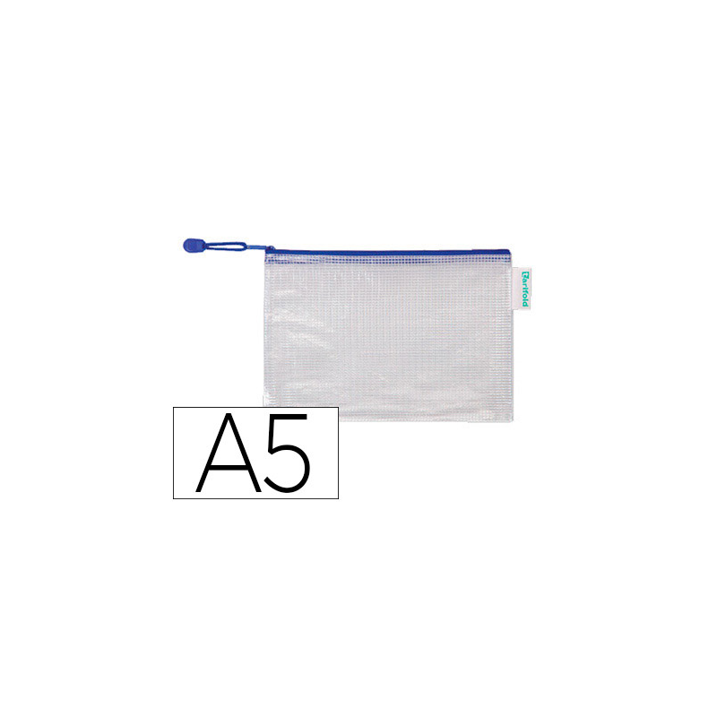 Bolsa multiusos djois pvc din a5 apertura superior con cremallera portaboligrafo y correa azul