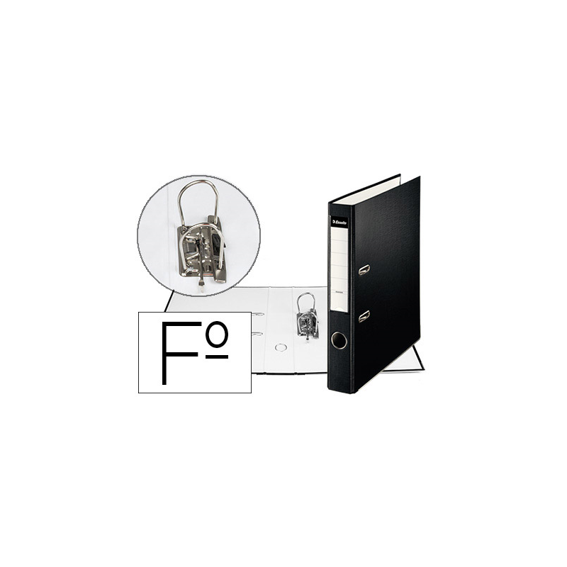 Archivador de palanca esselte carton forrado pvc folio lomo de 50 mm con rado negro