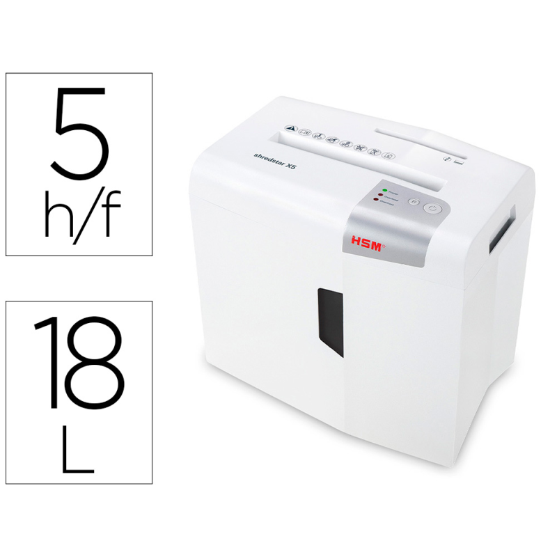 Destructora de documentos hsm shredstar x5 capacidad de corte 5 h en particulas destruye grapas clips cd y tarjetas