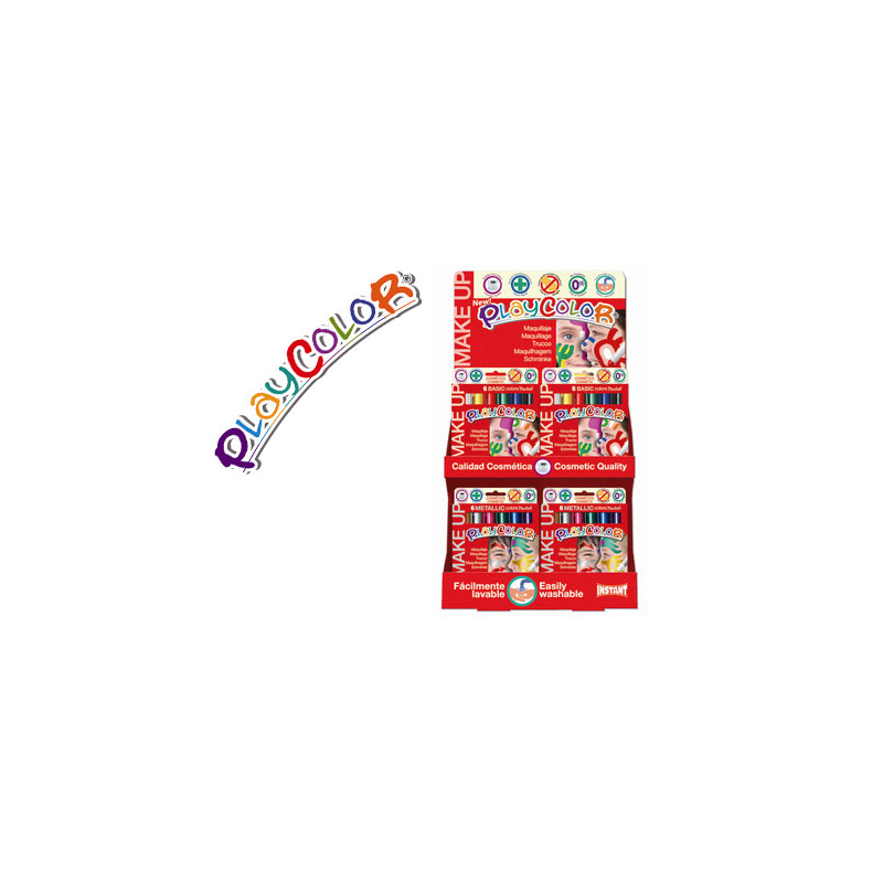 Barra de maquillaje playcolor make up basic expositor de 24 unidades colores surtidos