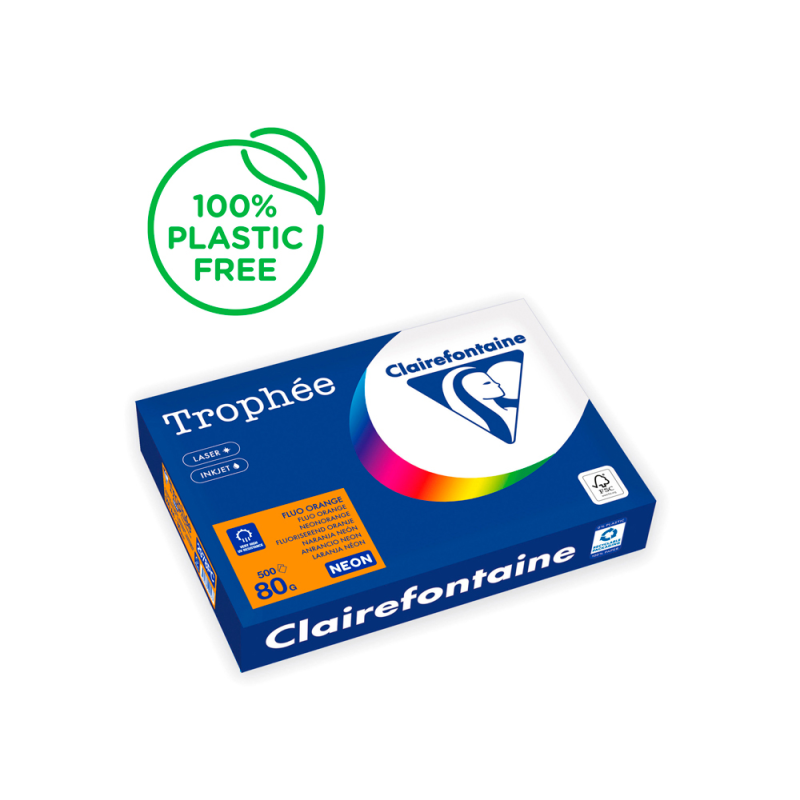 Papel color trophee a4 80gr naranja neon paquete de 500 hojas