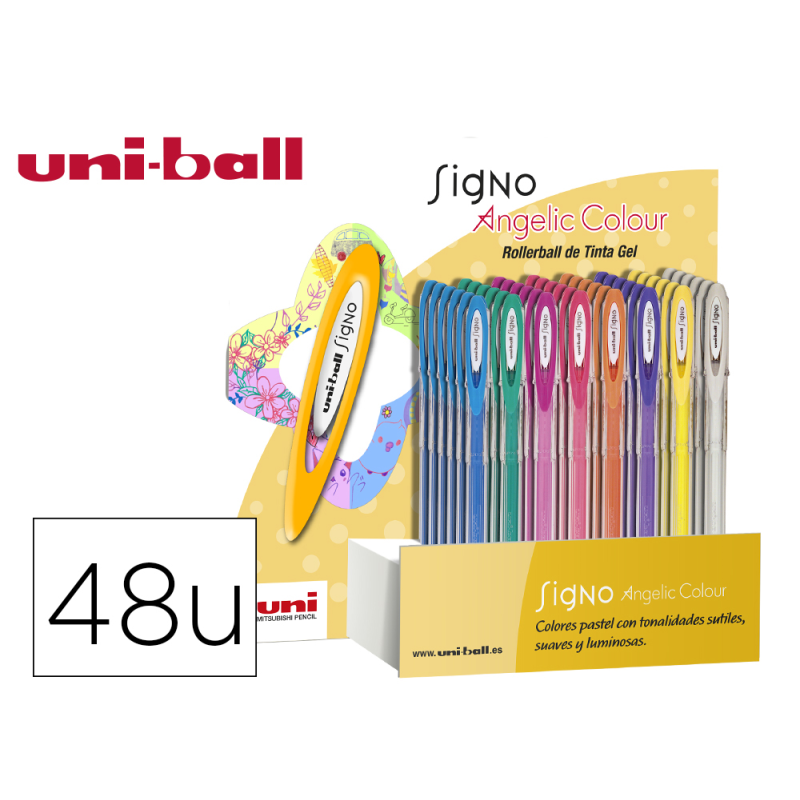 Boligrafo uni ball um-120 signo 0,7 mm tinta gel expositor de 48 colores pastel