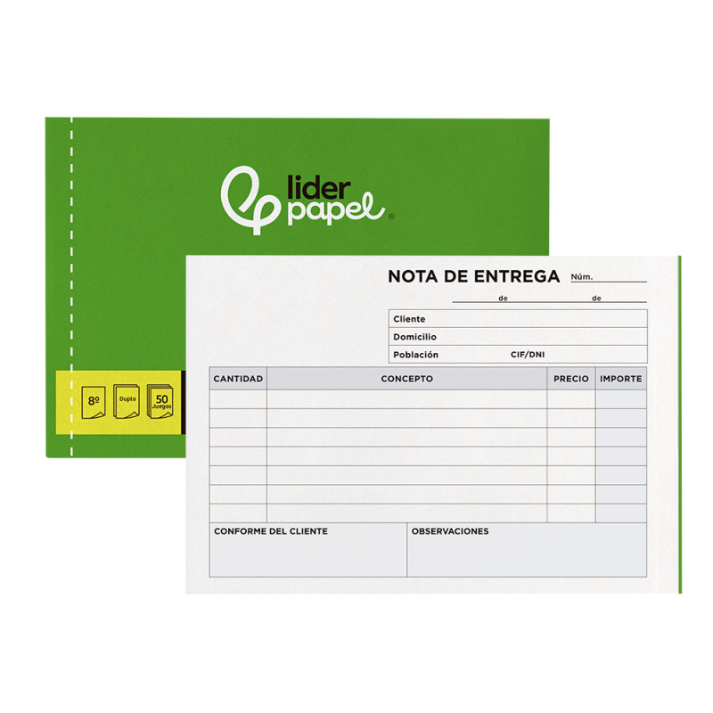 Talonario liderpapel entregas 8º original y copia t228 apaisado