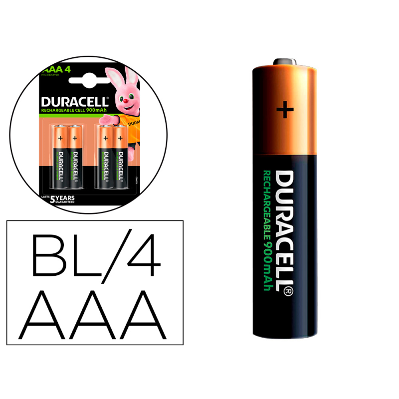 Pila duracell recargable staycharged aaa 900 mah blister de 4 unidades