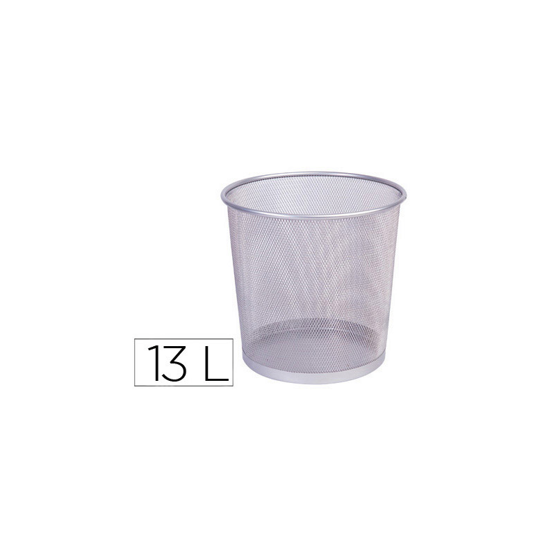 Papelera metalica q-connect rejilla plata 265x285 mm