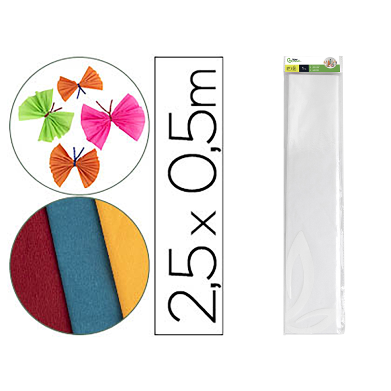Papel crespon liderpapel 50 cm x 2.5m 34g/m2 blanco