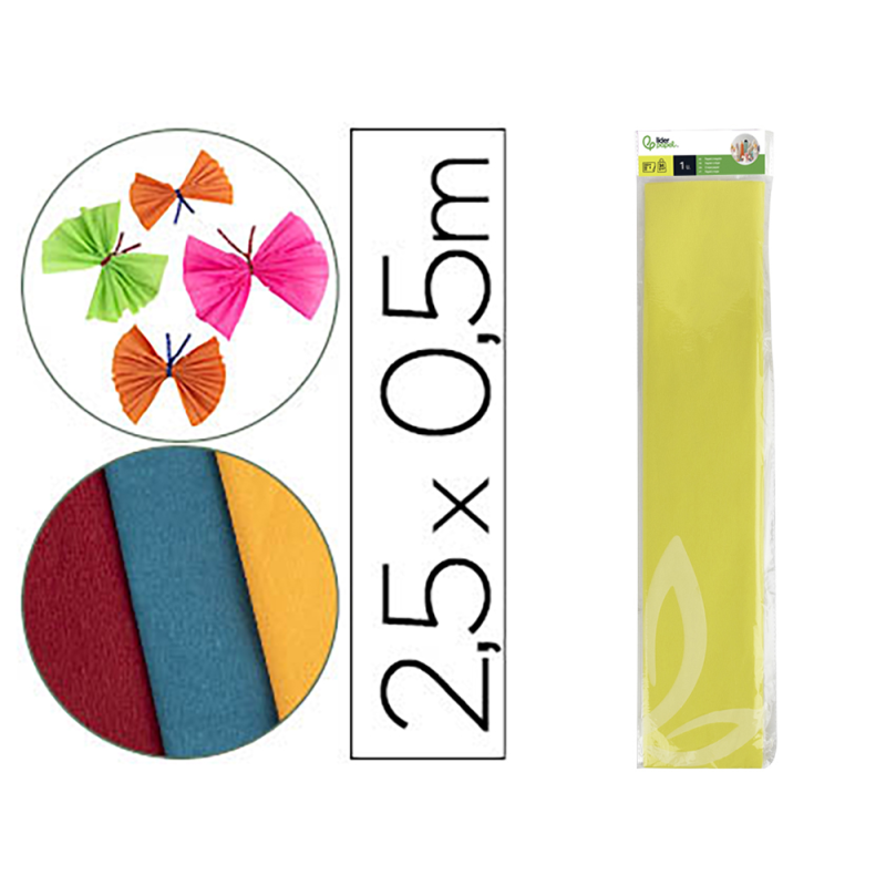 Papel crespon liderpapel 50 cm x 2.5m 34g/m2 amarillo