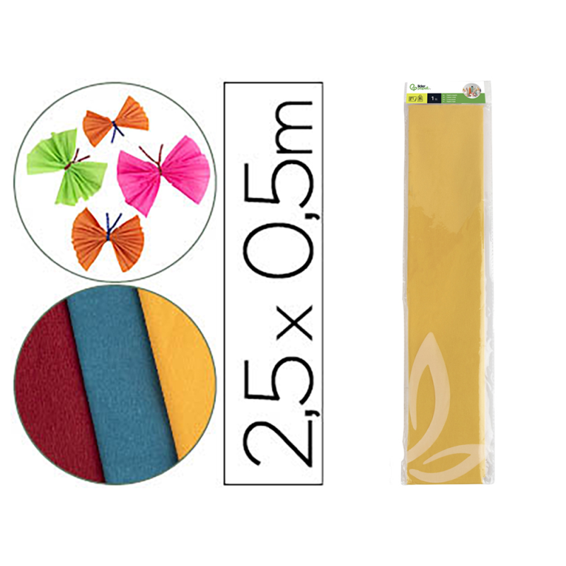 Papel crespon liderpapel 50 cm x 2.5m 34g/m2 amarillo oro