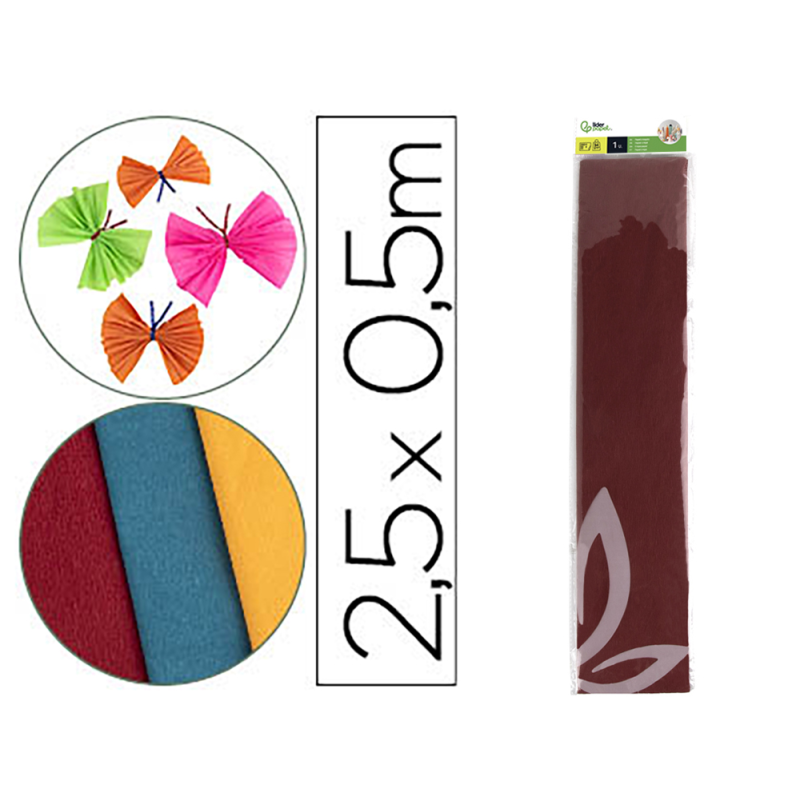 Papel crespon liderpapel 50 cm x 2.5m 34g/m2 burdeos