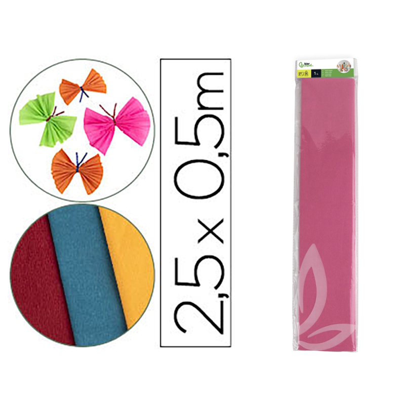 Papel crespon liderpapel 50 cm x 2.5m 34g/m2 rosa