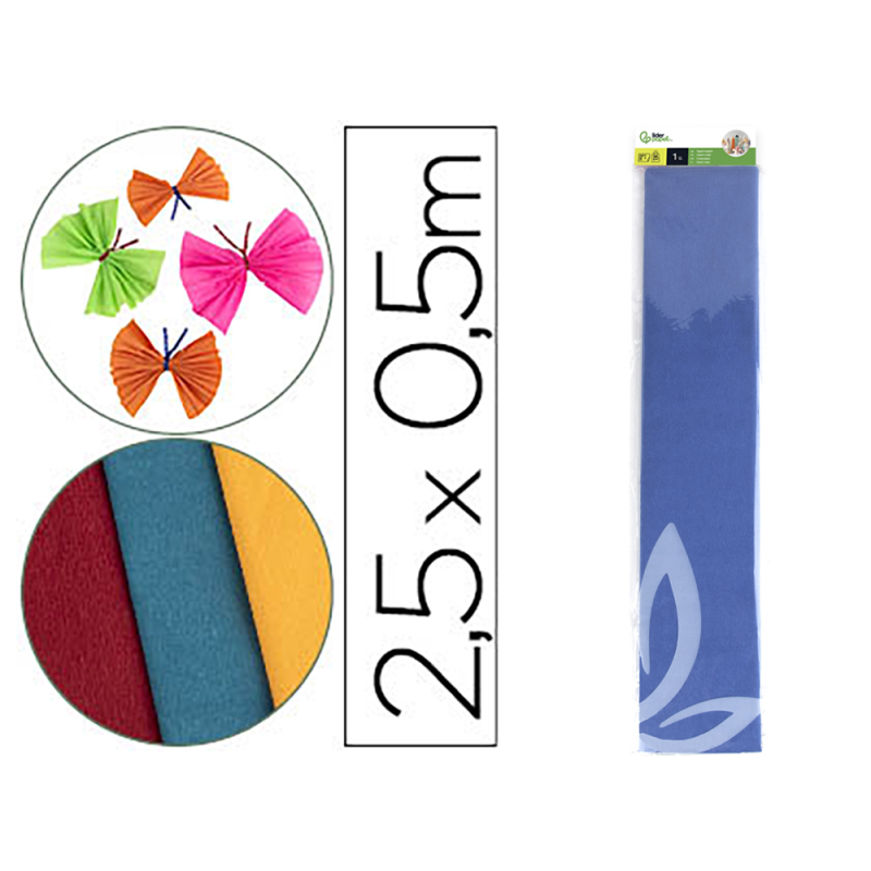 Papel crespon liderpapel 50 cm x 2.5m 34g/m2 azul