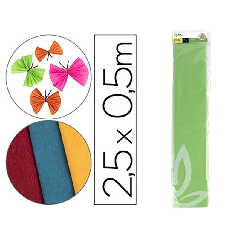 Papel crespon liderpapel 50 cm x 2.5m 34g/m2 verde claro