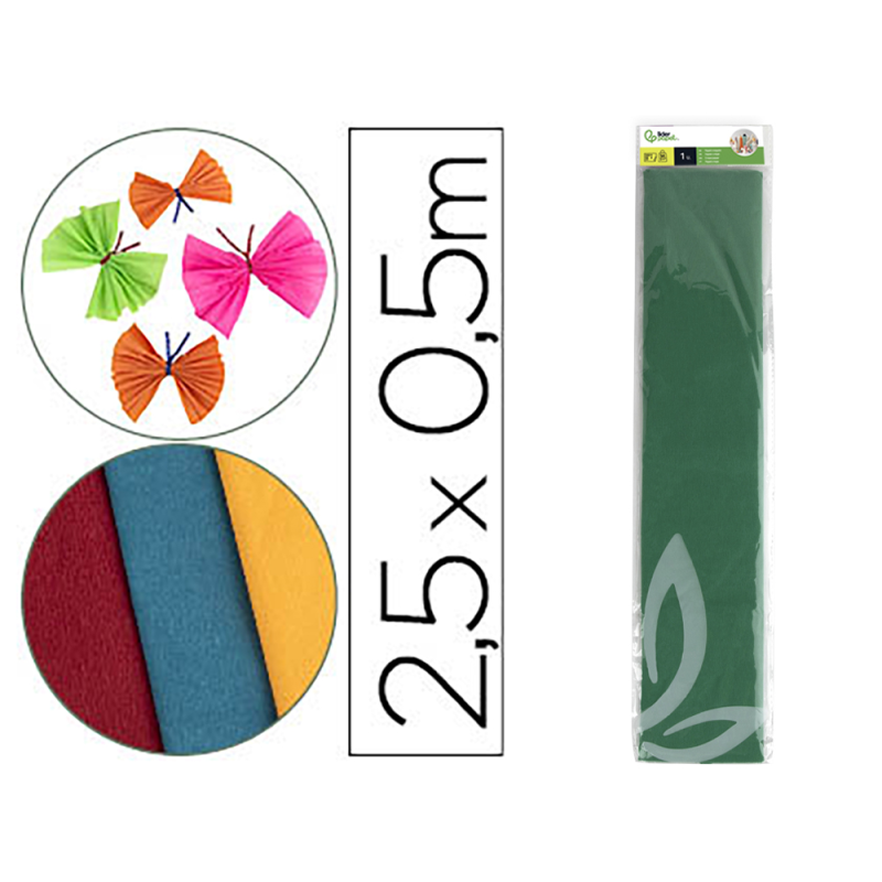 Papel crespon liderpapel 50 cm x 2.5m 34g/m2 verde