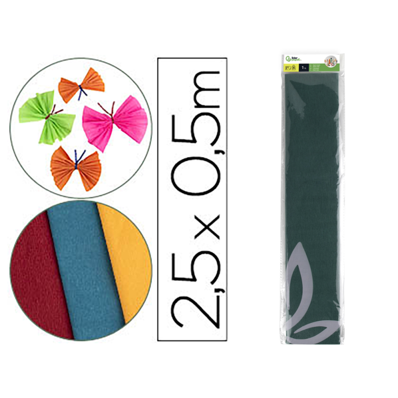 Papel crespon liderpapel 50 cm x 2.5m 34g/m2 verde oscuro