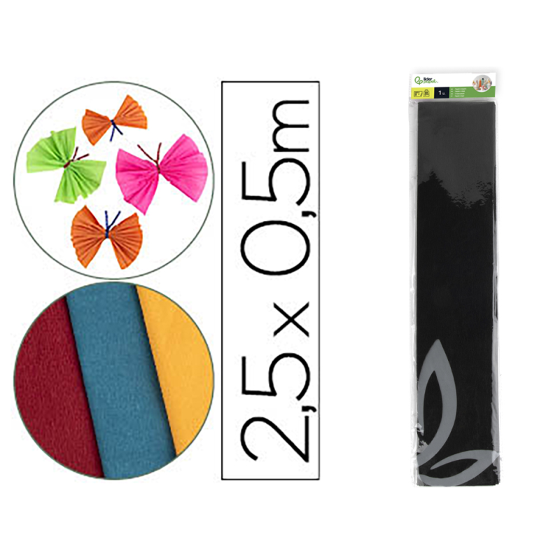 Papel crespon liderpapel 50 cm x 2.5m 34g/m2 negro