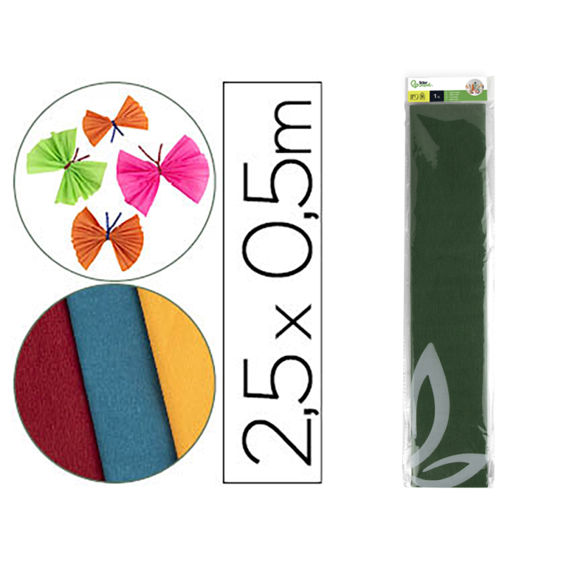 Papel crespon liderpapel 50 cm x 2.5m 34g/m2 verde oliva