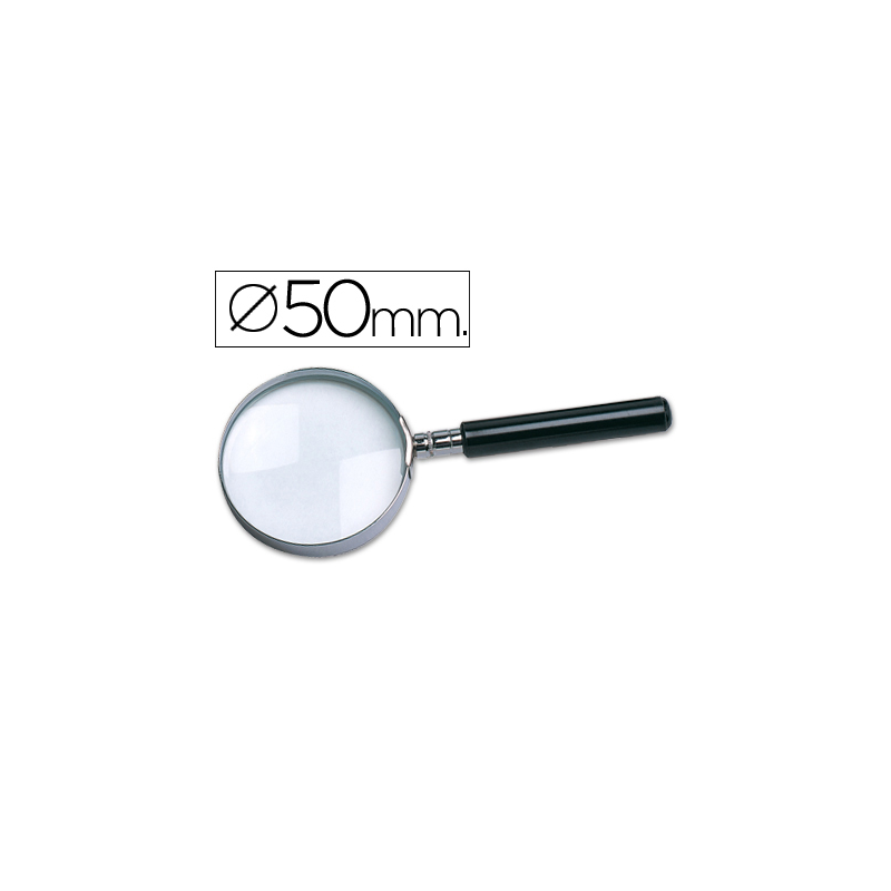 Lupa q-connect cristal aro metalico mango plastico negro 50 mm
