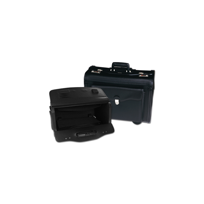 Maletin atache piloto q-connect negro con asa extensible ruedas y cerradura con combinacion 490x350x225 mm