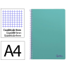 Cuaderno espiral liderpapel a4 smart tapa blanda 80h 75gr cuadro 4mm con margen color turquesa