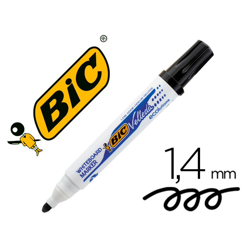 Rotulador bic velleda para pizarra negro punta redonda 1,3 mm