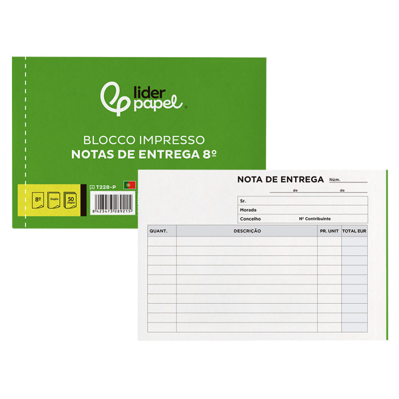 Talonario liderpapel entregas octavo apaisado 228 duplicado -texto en portugues