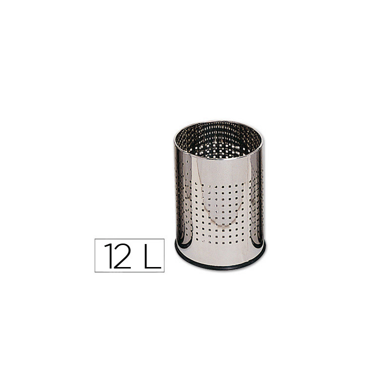 Papelera metalica q-connect perforada cromada 250x325 mm