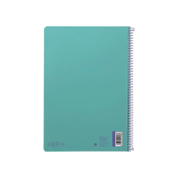 Cuaderno espiral liderpapel a4 smart tapa blanda 80h 75gr cuadro 4mm con margen color turquesa