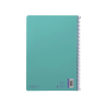 Cuaderno espiral liderpapel a4 smart tapa blanda 80h 75gr cuadro 4mm con margen color turquesa