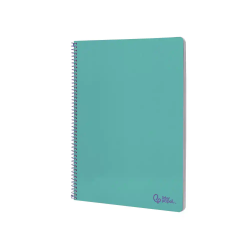 Cuaderno espiral liderpapel a4 smart tapa blanda 80h 75gr cuadro 4mm con margen color turquesa