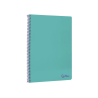 Cuaderno espiral liderpapel a4 smart tapa blanda 80h 75gr cuadro 4mm con margen color turquesa