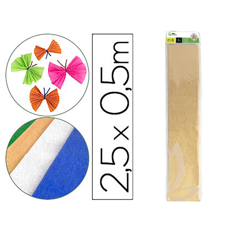 Papel crespon liderpapel 50 cm x 2.5m metalizado oro