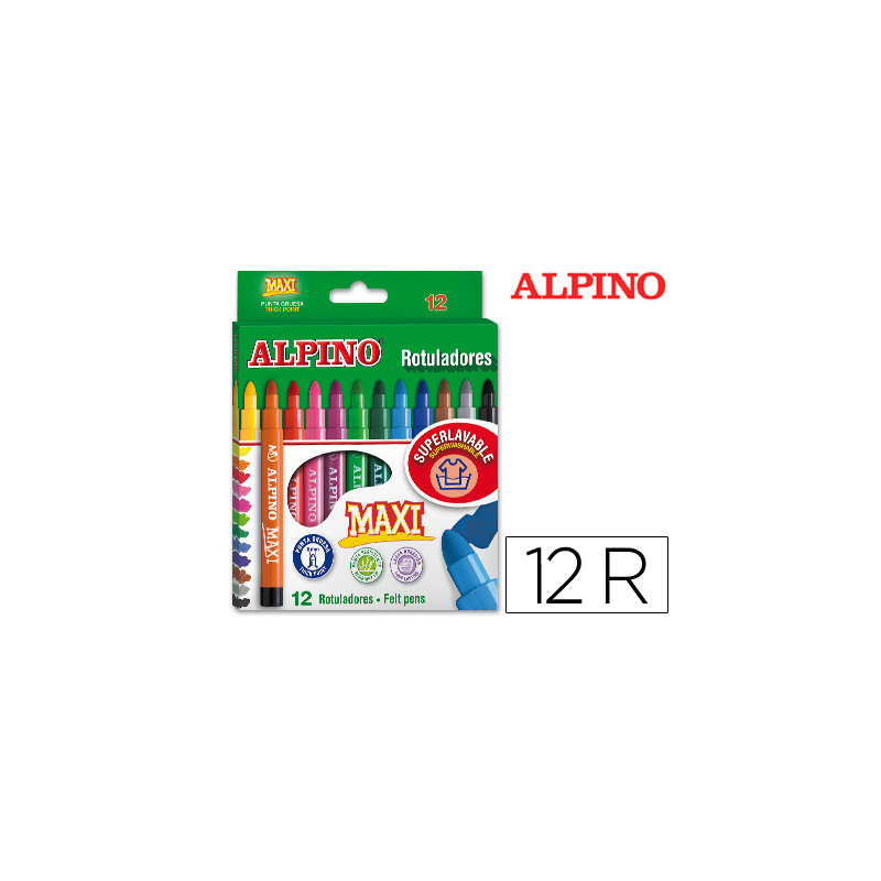 Rotulador alpino maxi caja de 12 unidades colores surtidos