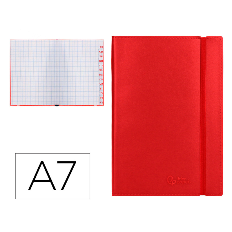 Libreta indice liderpapel similpiel a7 120 hojas 70gr color rojo